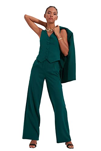 TRENDYOL Damen Trendyol Wide Leg Hose Pants, Grün, 38 EU von TRENDYOL