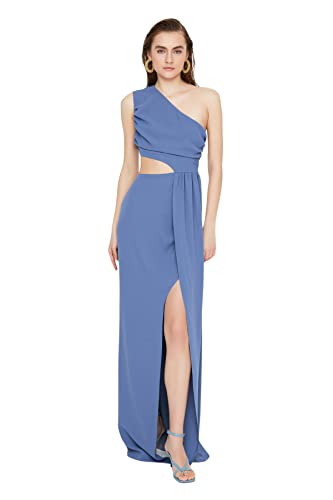 Trendyol Damen Women Woven Evening Dress Maxi Wrapover Regular Fit gewebtes Abendkleid, Indigo, 34 von TRENDYOL