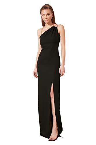 Trendyol Damen Maxi Shift Regular Fit Woven Maxikleid, Normale Passform, gewebtes Abendkleid, Schwarz, 62 von TRENDYOL