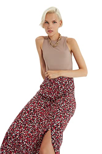 TRENDYOL Damen Fliesenblumenmuster Tipp Detaillierter Rock Skirt, Mehrfarbig, 40 EU von TRENDYOL