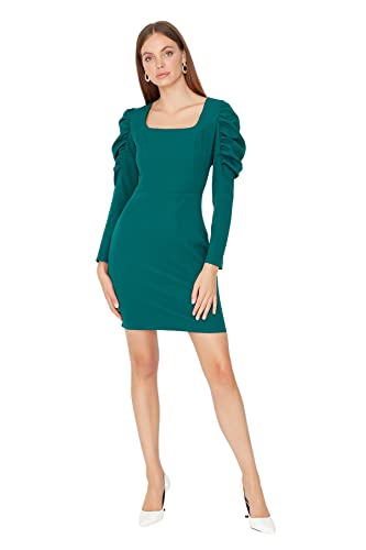 TRENDYOL Error Woman Regular Standard Crew Neck Knitwear Dress Kleid, Grün, 38 von TRENDYOL