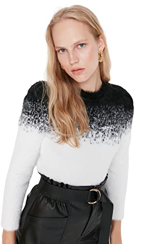 TRENDYOL Damen Pullover mit Rundhalsausschnitt und Farbverlauf Sweatshirt, Schwarz, S von TRENDYOL