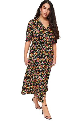TRENDYOL Damen Women Dress Maxi Basic Relaxed Fit Woven Plus Size Kleid, Schwarz, 44 TRENDYOL Damen Women Dress Maxi Basic Relaxed Fit Woven Plus Size Kleid, Schwarz, 44 von TRENDYOL