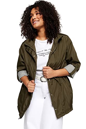 TRENDYOL Damen Trendyol Damen Große Größen Regulär Regulär Plain Webstoff Große Größen in Trenchcoat Coat, Khaki, 46 EU von TRENDYOL