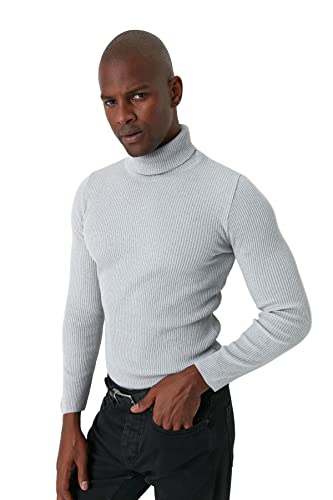 TRENDYOL Herren Rollkragenpullover, Einfarbig Sweatshirt, Grau, S von TRENDYOL