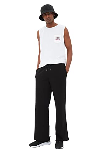 TRENDYOL Herren Basic Normal Waist Relaxed Sweatpants, Schwarz, S von TRENDYOL