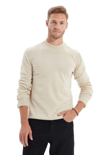 TRENDYOL Herren Plain High Neck Jumper Sweatshirt, Beige, L EU von TRENDYOL