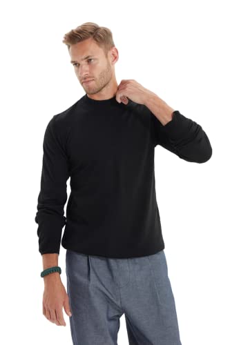 TRENDYOL Herren Plain High Neck Jumper Sweatshirt, Schwarz, L EU von TRENDYOL