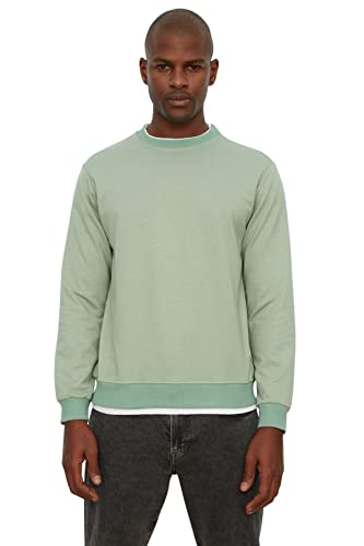 Trendyol Herren Rundhalsausschnitt, einfarbig Sweatshirt, Mint, Medium von TRENDYOL