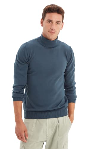 TRENDYOL Herren Rollkragenpullover, Einfarbig Sweatshirt, Indigo, S von TRENDYOL