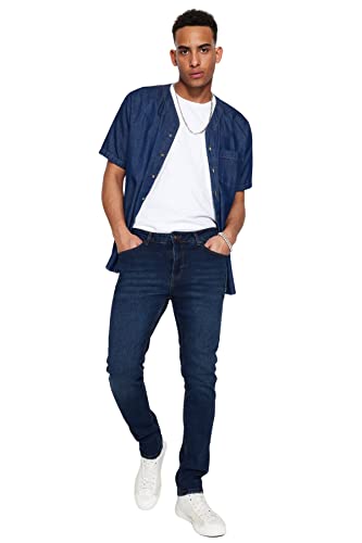 TRENDYOL Herren Plus Size Mittlerer Bund Slim Jeans, Navy Blue, 36 Größen von TRENDYOL