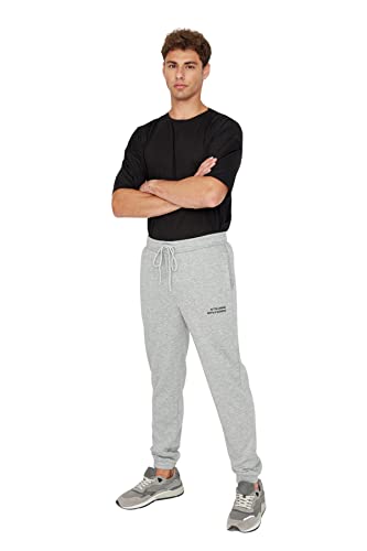 TRENDYOL Herren Trendyol Herren Mittlerer Bund Regular Jogginghose Sweatpants, Grau, L EU von TRENDYOL