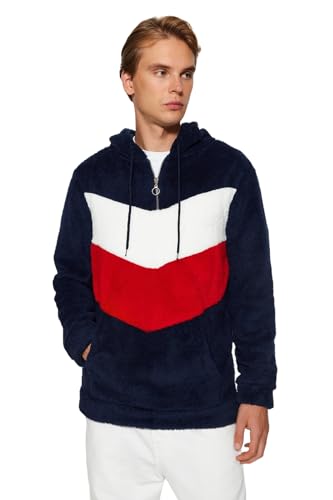 Trendyol Herren Hoodie, Colorblock, regulär Sweatshirt, Marineblau, S von TRENDYOL