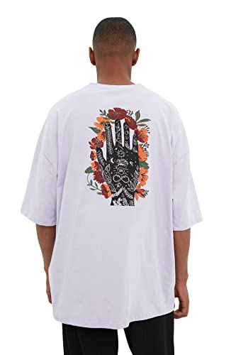 Trendyol Men's Übergröße der Männer Rundkragen Kurzarm T-Shirt, Lila, S von TRENDYOL