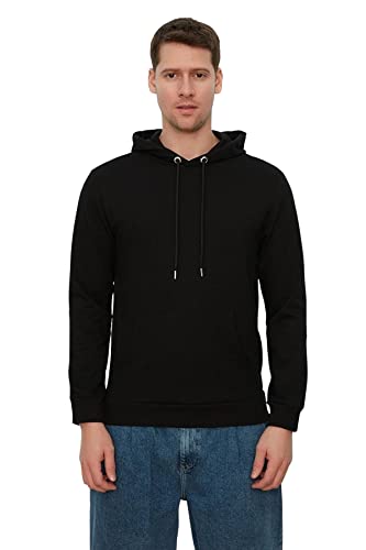 TRENDYOL Herren Kapuzensweatshirt, Einfarbig Sweatshirt, Schwarz, M EU von TRENDYOL