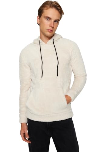 TRENDYOL Herren Kapuzensweatshirt, Schmal Sweatshirt, Nerzfarben, S von TRENDYOL