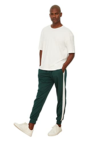 Trendyol Herren Green Male Regular Fit Tire Trotting Paneled Tracksuits Sweatpants, Grün, L EU von TRENDYOL