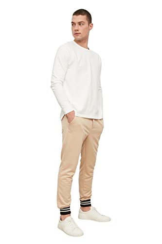 TRENDYOL Herren Normal Waist Regular Sweatpants, Beige, S von TRENDYOL