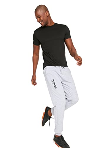 Trendyol Men's Herren Mittlerer Bund Regular Jogginghose Sweatpants, Gray, M von TRENDYOL