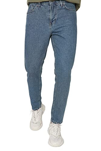 TRENDYOL Herren Mittlerer Bund Relaxed Jeans, Navy Blau, 30 von TRENDYOL