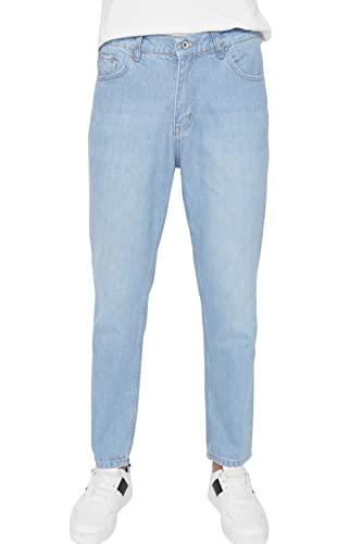 TRENDYOL Herren Mittlerer Bund Relaxed Jeans, Blau, 33 von TRENDYOL