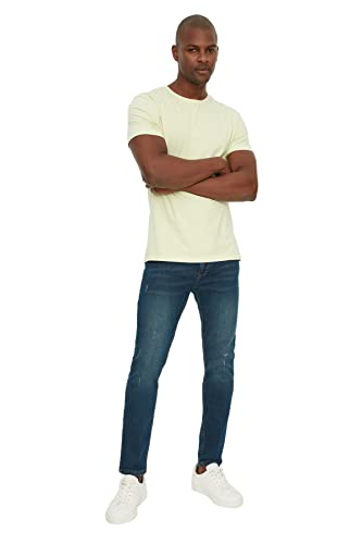 Trendyol Herren Indigo Erkek Destroylu Tapared Skinny Jeans, Indigo, 30 EU von TRENDYOL