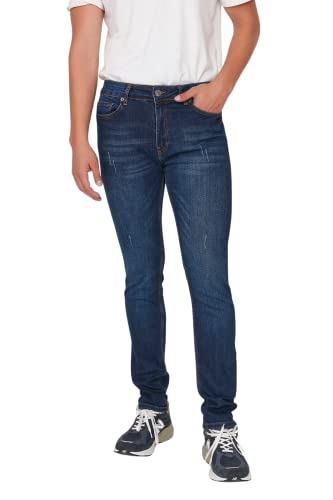 TRENDYOL Herren Trendyol Herren Mittlerer Bund Skinny Jeans, Marineblau, 31 EU von TRENDYOL