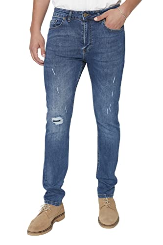 Trendyol Men's Herren Mittlerer Bund Slim Jeans, Indigo, 31 von TRENDYOL