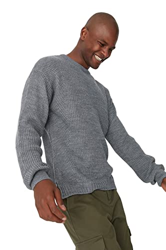 Trendyol Herren Tmnaw21kz0552 Sweatshirt, grau, Large von TRENDYOL