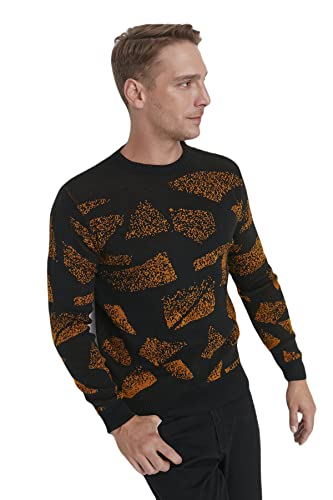 TRENDYOL Herren Pullover mit Rundhalsausschnitt, Einfarbig Sweatshirt, Schwarz, M EU von TRENDYOL