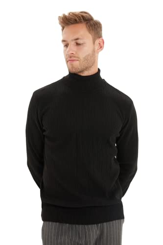 Trendyol Herren Rollkragenpullover, schlicht, schmal Sweatshirt, Schwarz, Medium von TRENDYOL