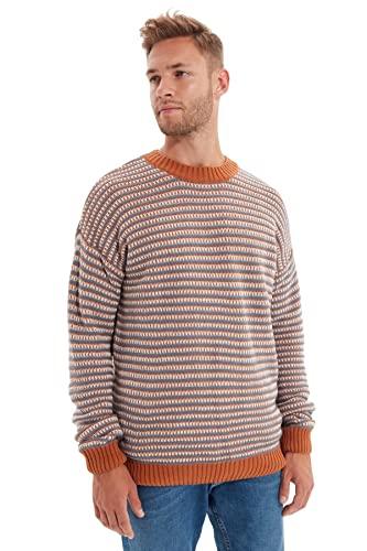 Trendyol Herren Regular Fit Basic Rundhals Gewebter Pullover Sweatshirt, Camel, Large von TRENDYOL