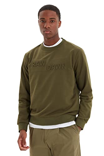 Trendyol Herren Regular fit Basic Crew Neck Knit Sweatshirt, Khaki, L von TRENDYOL