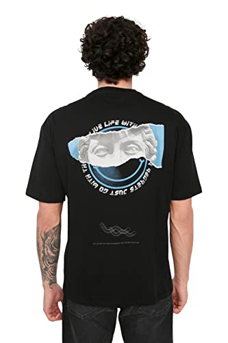TRENDYOL Herren Regular Standard Rundhals Gewebtes T-Shirt Hemd, Schwarz, L TRENDYOL Herren Regular Standard Rundhals Gewebtes T-Shirt Hemd, Schwarz, L von TRENDYOL