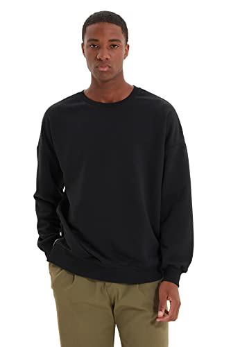 Trendyol Black Herren Regelmäßige Fit Langarm Fahrradkragen Reißverschluss Sweatshirt, Schwarz, von TRENDYOL