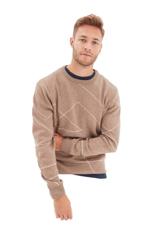 Trendyol Herren Pullover mit Rundhalsausschnitt und geometrischem Muster Sweatshirt, Mink, Medium von TRENDYOL