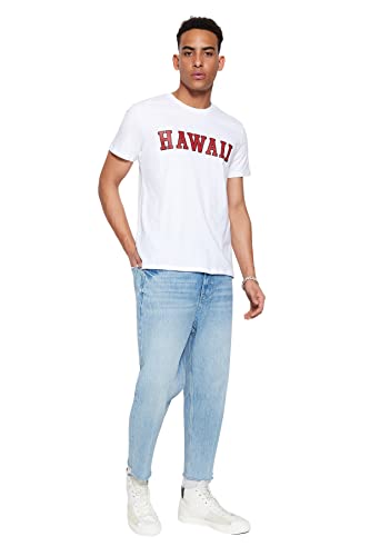 Trendyol Herren Trendyol männlich gedruckt slim fit t-shirt T-Shirt, White, S von TRENDYOL