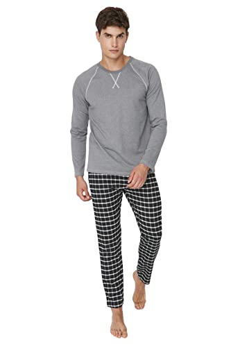 TRENDYOL Herren Trendyol Herren 2er-pack Gerade Lange Ärmel Lounge/Zuhause Regulär Pyjama-set Pajama Set Pajama Set, Anthracite, S von TRENDYOL