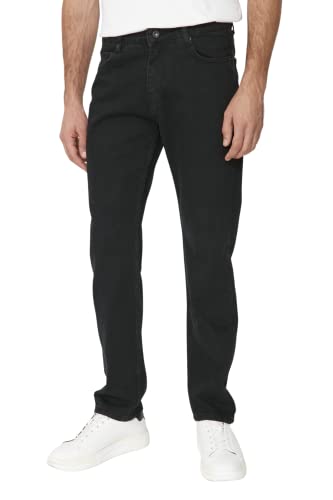 TRENDYOL Herren Trendyol Herren Gerade Gerade Normale Taille Jeans Jeans Modern, Schwarz, 38 von TRENDYOL