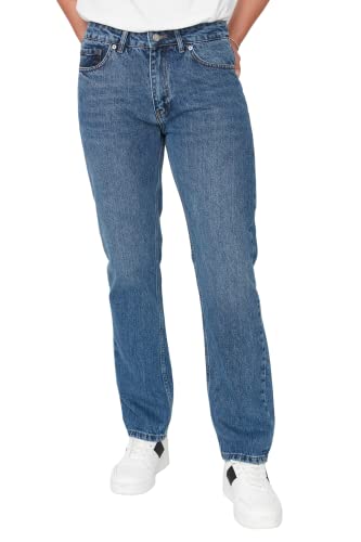 TRENDYOL Herren Trendyol Herren Mittlerer Bund Regular Jeans, Blau, 29 EU von TRENDYOL