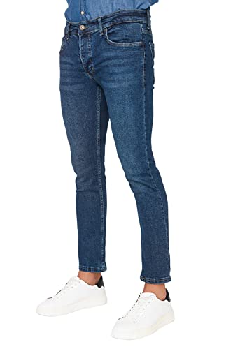 TRENDYOL Herren Trendyol Herren Mittlerer Bund Skinny Jeans, Dunkles Marineblau, 32 EU von TRENDYOL