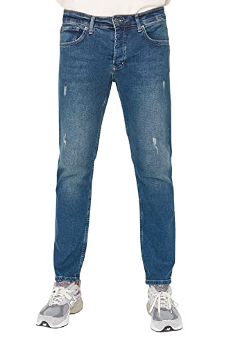 TRENDYOL Herren Trendyol Herren Mittlerer Bund Slim Jeans, Indigoblau, 33 EU von TRENDYOL