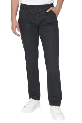 TRENDYOL Herren Trendyol Herren Mittlerer Bund Straight Jeans, Schwarz, 29 EU von TRENDYOL