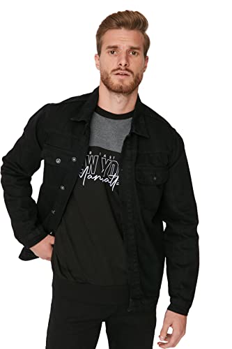 TRENDYOL Herren Trendyol Herren Regular Basic Plain Denim Jacke Coat, Schwarz, M EU von TRENDYOL