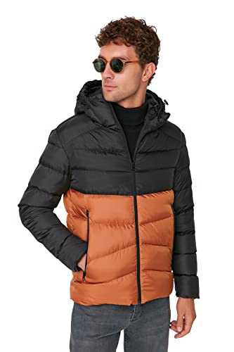 TRENDYOL Herren Trendyol Herren Regular Schwellung Colorblock Webstoff Winterjacke Coat, Braun, XL EU von TRENDYOL