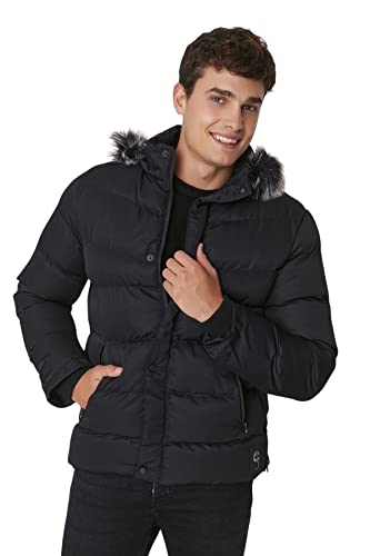 TRENDYOL Herren Trendyol Herren Regular Schwellung Plain Webstoff Winterjacke Coat, Schwarz, S EU von TRENDYOL