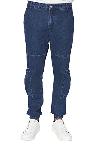 TRENDYOL Herren Trendyol Herren Young Mittlerer Bund Jogger Jeans, Marineblau, 32 EU von TRENDYOL