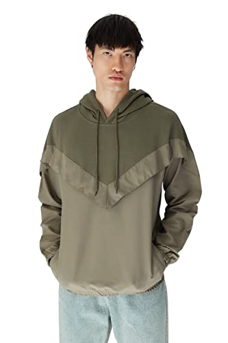 TRENDYOL Herren Trendyol Male Over Long Sleeve Hooded Sweatshirt, Khaki, L EU von TRENDYOL