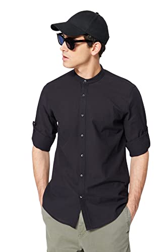 TRENDYOL Herren Trendyol Men's Basic Richter Collar Apolfent Slim Fit Long Sleeve Shirt, Schwarz, XXL EU TRENDYOL Herren Trendyol Men's Basic Richter Collar Apolfent Slim Fit Long Sleeve Shirt, Schwarz, XXL EU von TRENDYOL