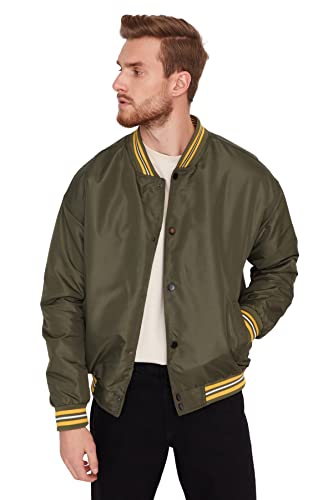 TRENDYOL Herren Trendyol Men's Oversize Bomber Jackets Plain Woven Fabric Winter Jacket Coat, Khaki, M EU von TRENDYOL